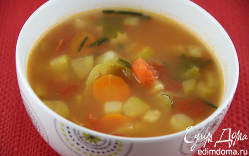 Рецепт Легкий суп из летних овощей с рисом