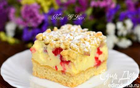 Рецепт Тертый ванильный пирог-безе с ягодой малиной