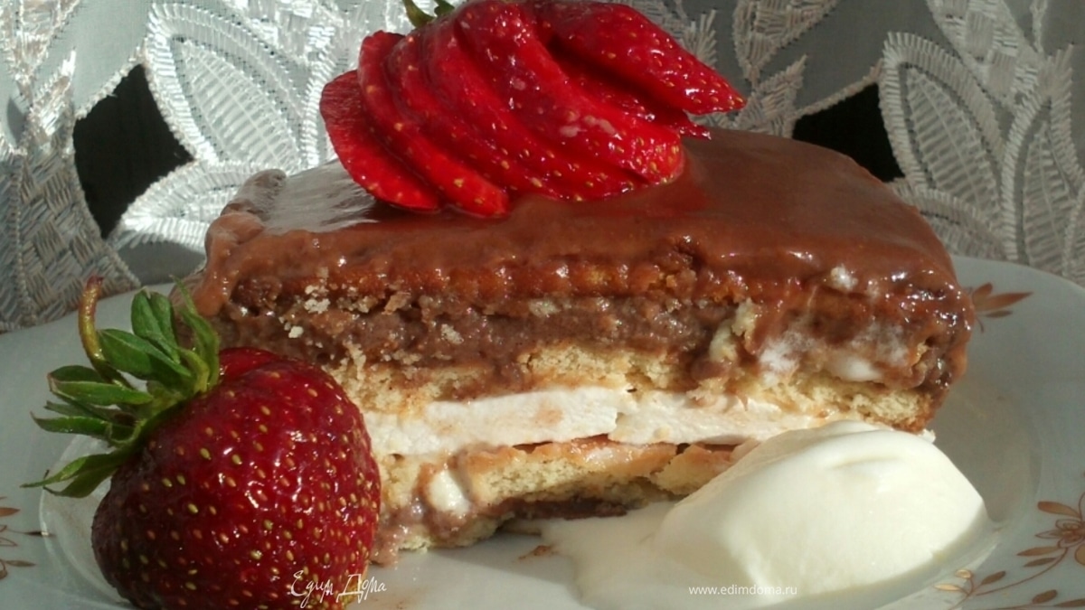 Торт без выпечки "Шоколадно-зефирный каприз"