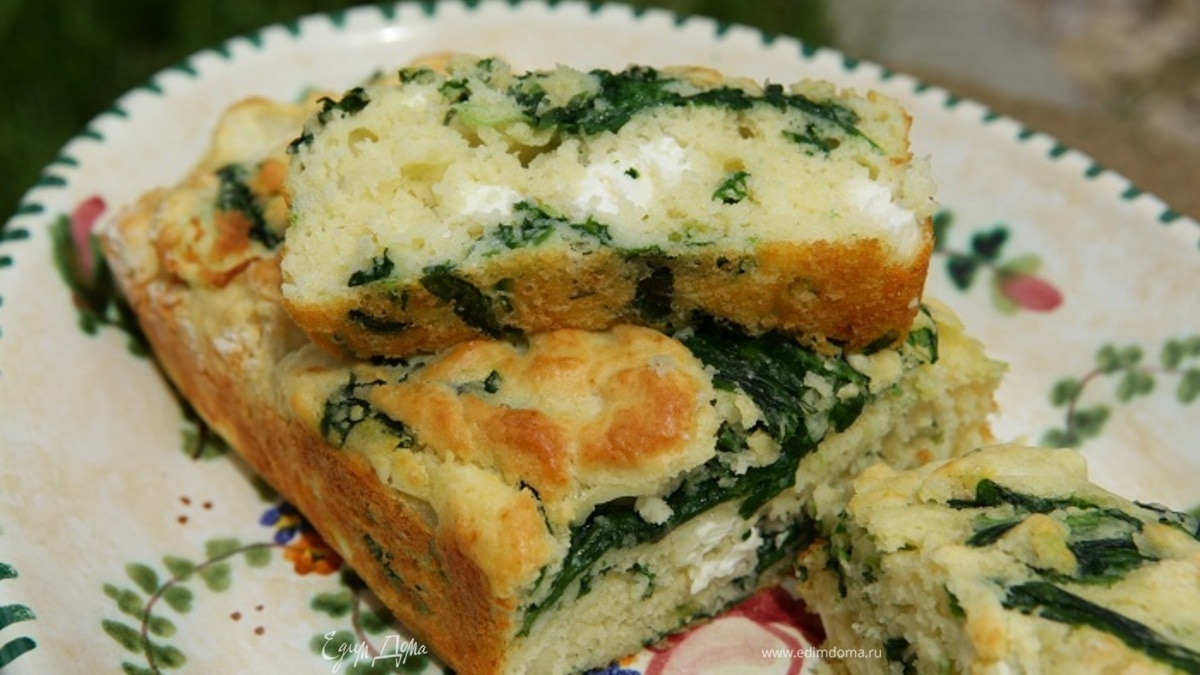 Хлеб с фетой и шпинатом 