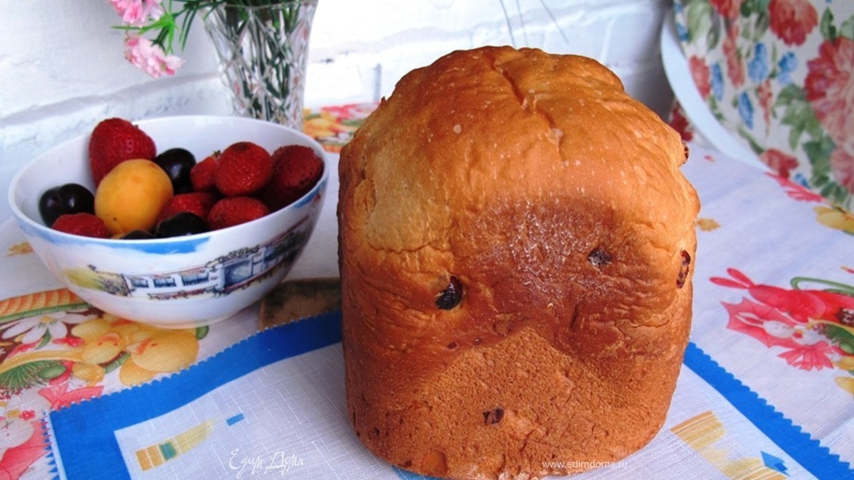 Хлеб сладкий на йогурте с вишней для хлебопечки