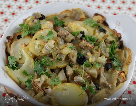Гратен из картофеля с артишоками и маслинами Гратен из картофеля с артишоками и маслинами