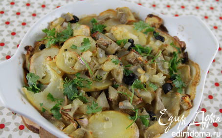 Рецепт Гратен из картофеля с артишоками и маслинами