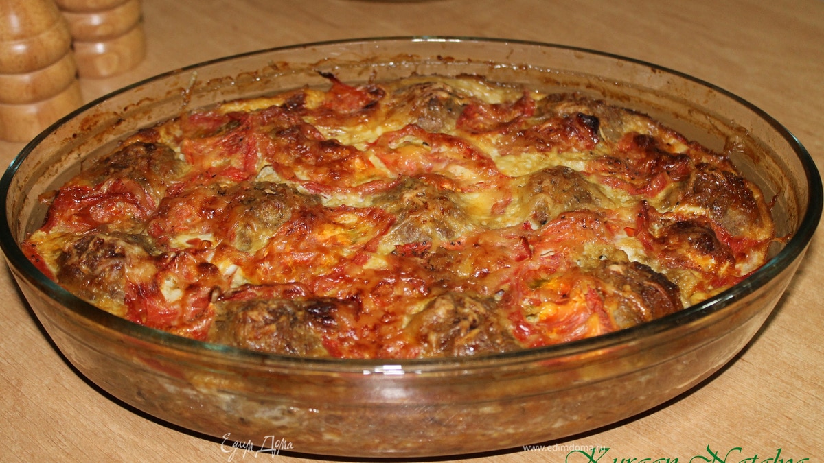 Запеканка из мясных шариков с капустой