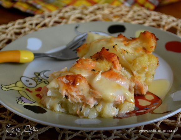 Запеканка из семги и цветной капусты