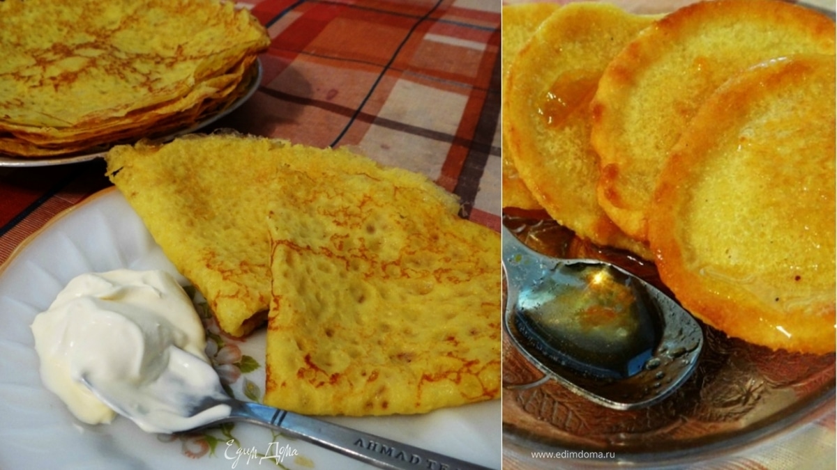 Тонкие кукурузные блинчики с куркумой (+рецепт пышных кукурузных оладий)