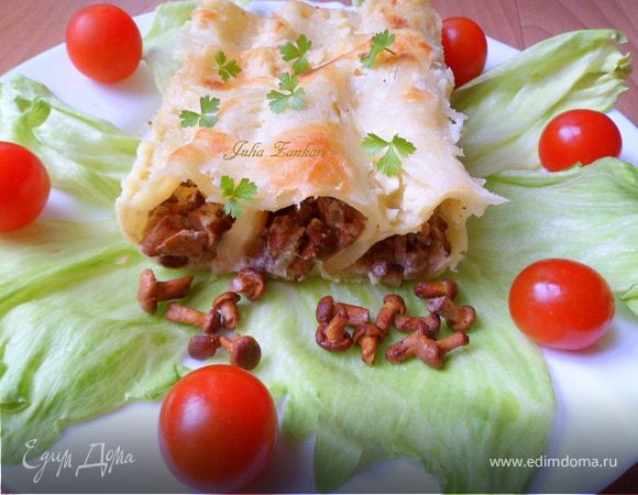 Каннелони с лисичками в сливочном соусе Каннелони с лисичками в сливочном соусе