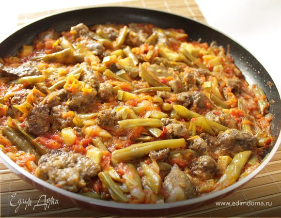 Куриная печень с овощами в кисло-сладком соусе