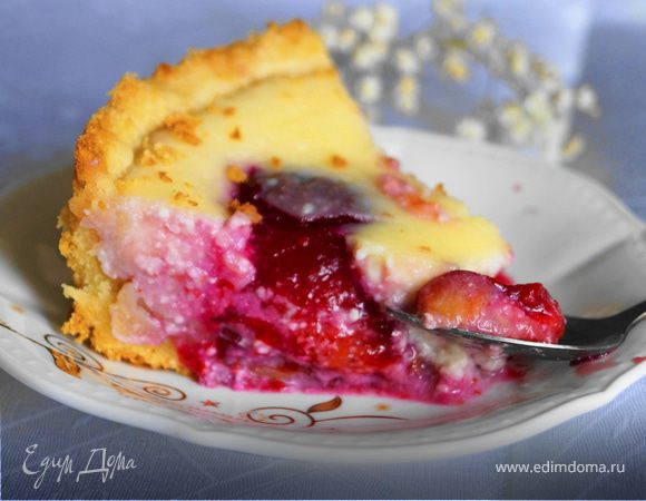 Пирог со сливами и творожной заливкой Пирог со сливами и творожной заливкой