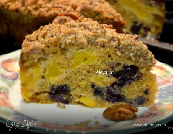 Кекс с персиками и голубикой Кекс с персиками и голубикой