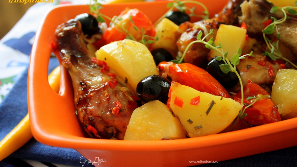 Запеченные томаты с куриными ножками в соусе "пири-пири"