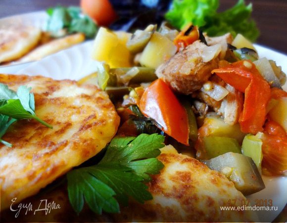 Бозбаш "Эчмиадзинский" (мой вариант) с сырно-картофельными лепешками Бозбаш "Эчмиадзинский" (мой вариант) с сырно-картофельными лепешками