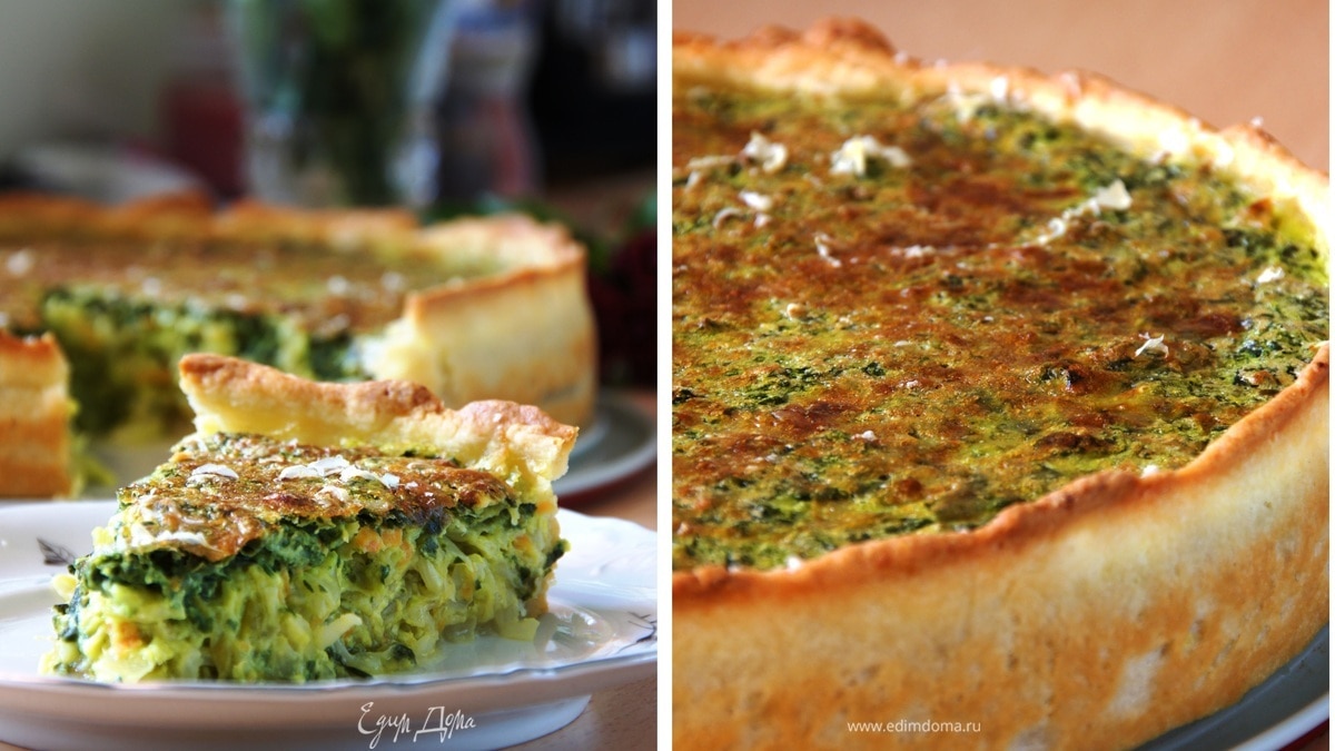 Шпинатно-капустный пирог с тмином