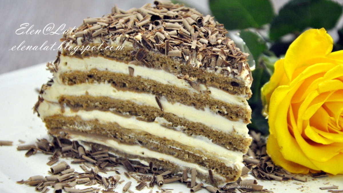 Шоколадно-сливочный торт с карамельным кремом