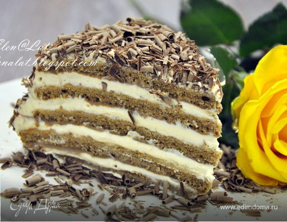 Шоколадно-сливочный торт с карамельным кремом Шоколадно-сливочный торт с карамельным кремом