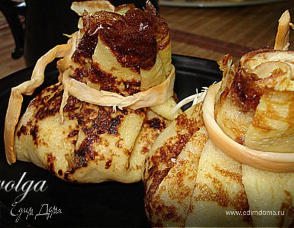 "Блинные мешочки" - сытный завтрак 