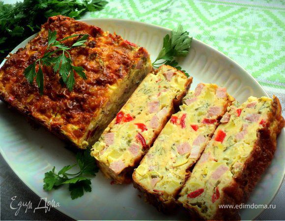 Закусочный кекс с овощами и ветчиной