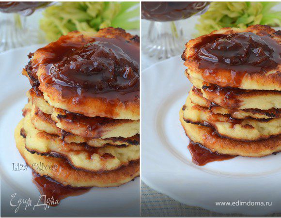 Медовые оладушки с домашним сливовым вареньем