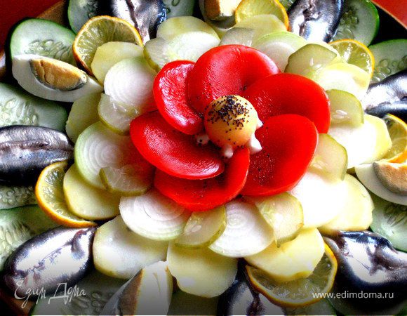 Закуска в русском стиле с "маком" в центре