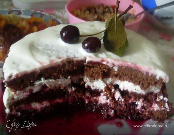 быстрый шоколодный тортик с вишней