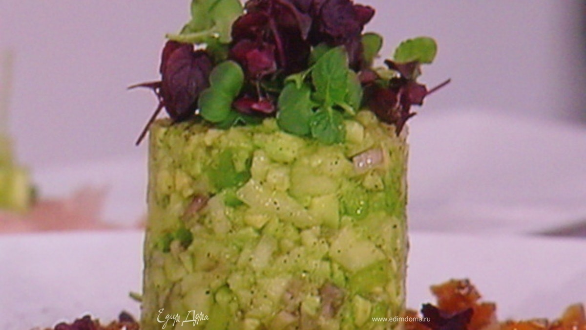 Севиче из филе форели с авокадово - яблочным тартаром