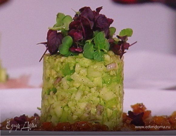  Севиче из филе форели с авокадово - яблочным тартаром