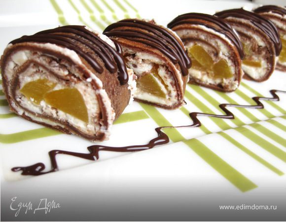 Шоколадные роллы с персиком ("Неделя японской кухни")