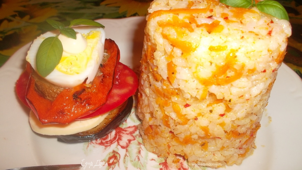 "Овощные башенки" с рисом