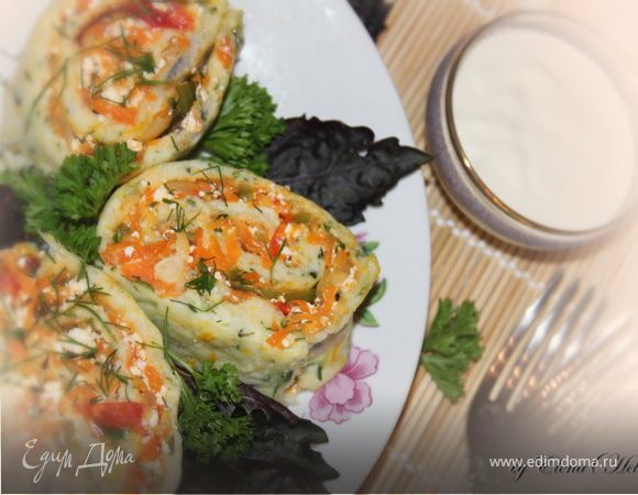 Летний овощной рулет из кабачка Летний овощной рулет из кабачка