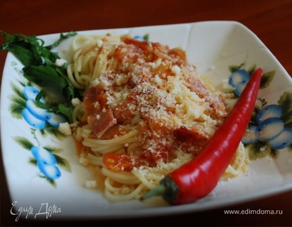 Паста "Букатини Аматричиана" с острым соусом (Bucatini All'Amatriciana) Паста "Букатини Аматричиана" с острым соусом (Bucatini All'Amatriciana)