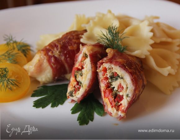 Куриные рулетики с начинкой в пармской ветчине Куриные рулетики с начинкой в пармской ветчине