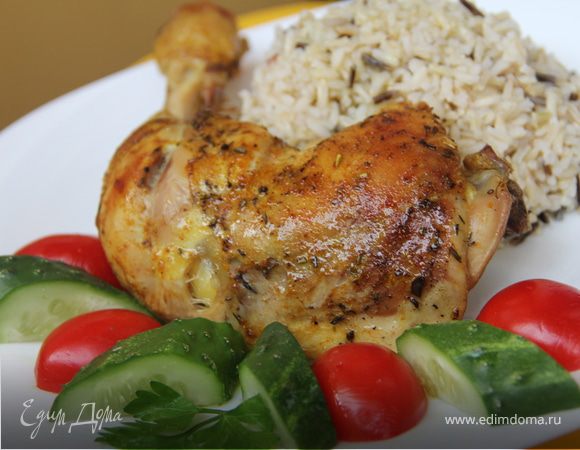 Куриная голень, запеченная с травами