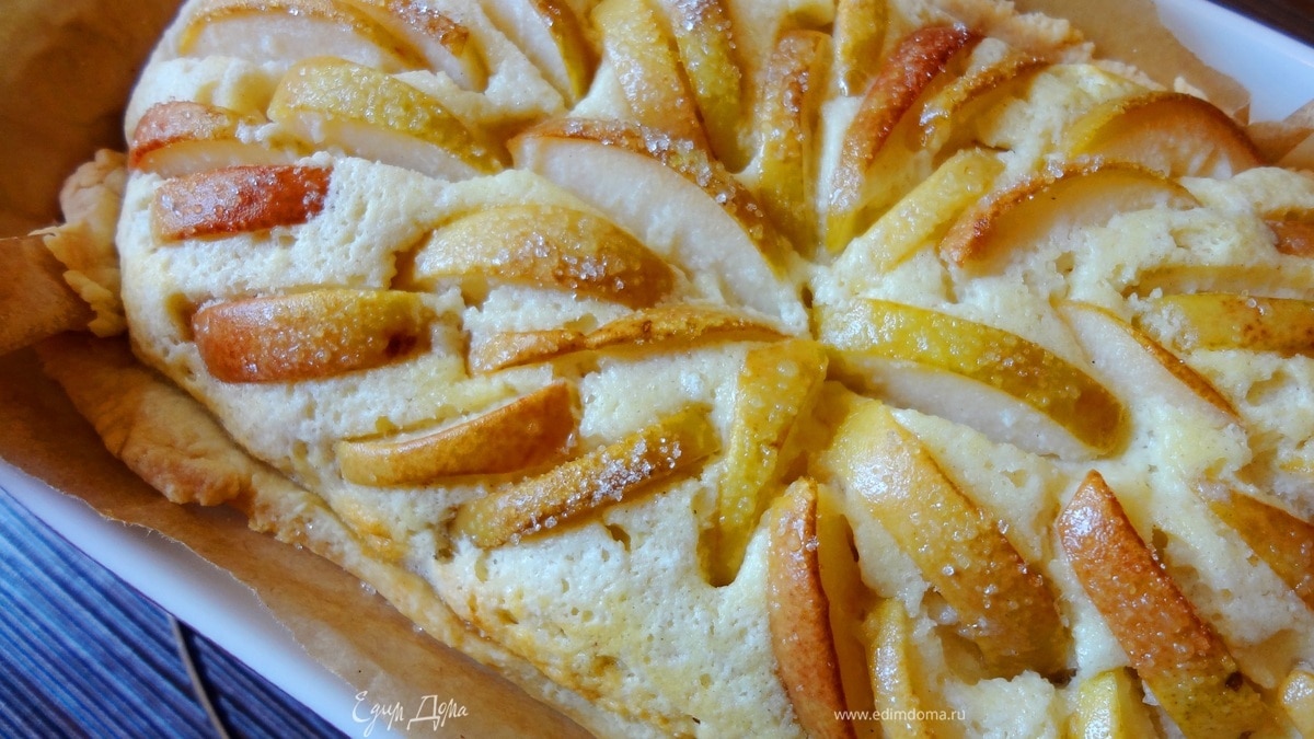 Творожный пирог с грушами «Теплая осень»