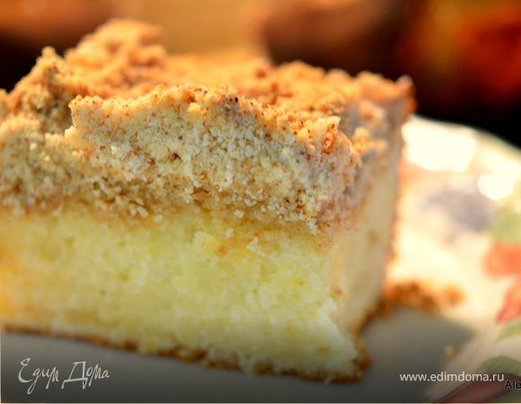 Лимонный кекс с крошкой и лимонным кремом