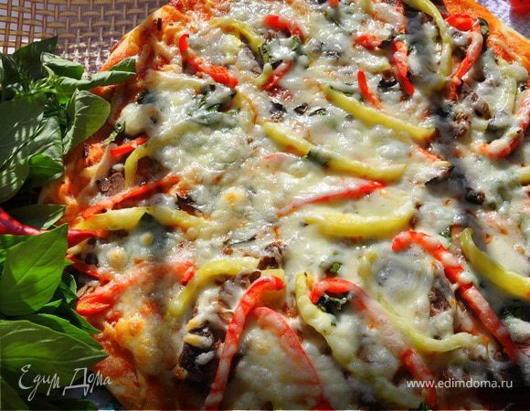 Пицца мясная с болгарским перцем и сыром Джюгас Пицца мясная с болгарским перцем и сыром Джюгас