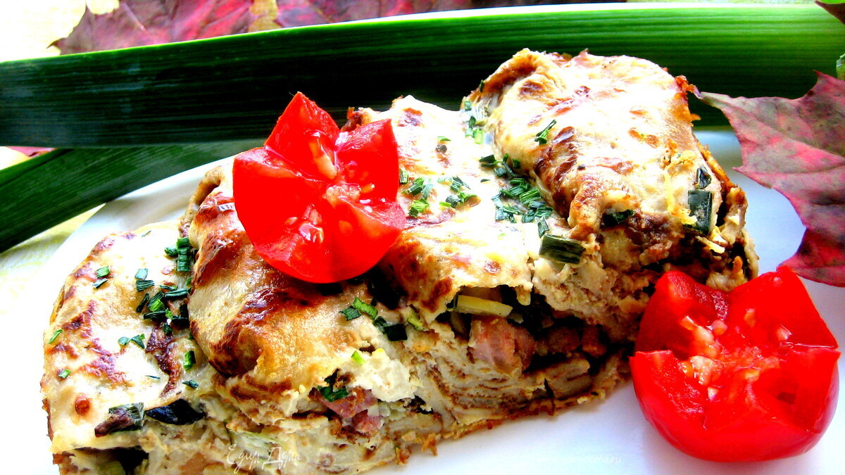 Запеченные фаршированные блинчики