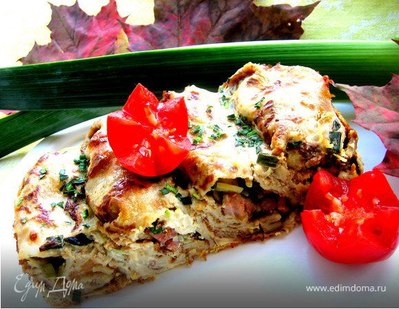 Запеченные фаршированные блинчики