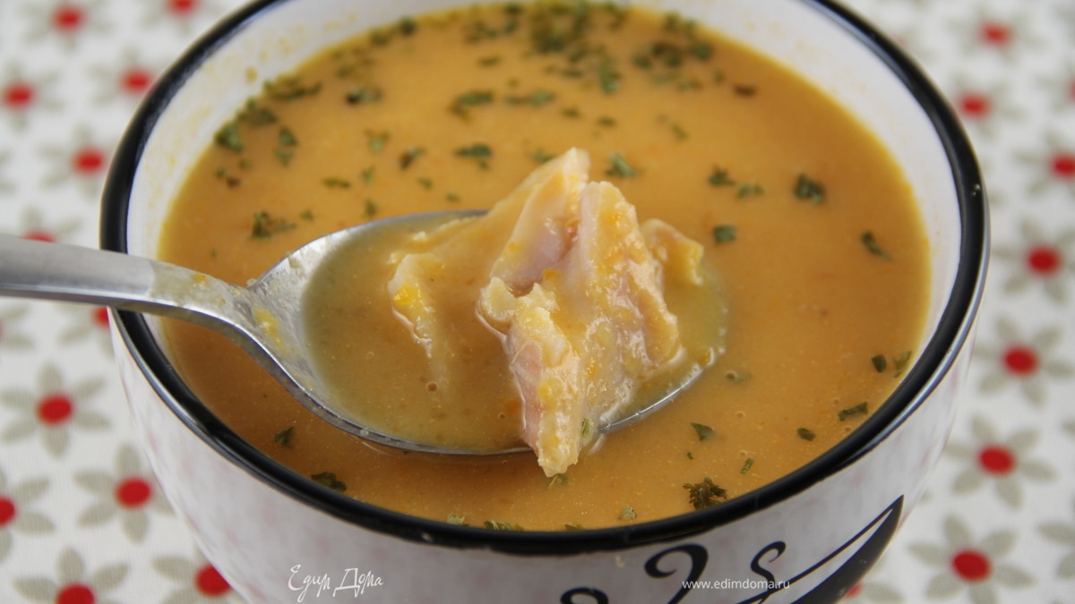 Тыквенный суп-пюре с копченой рыбой