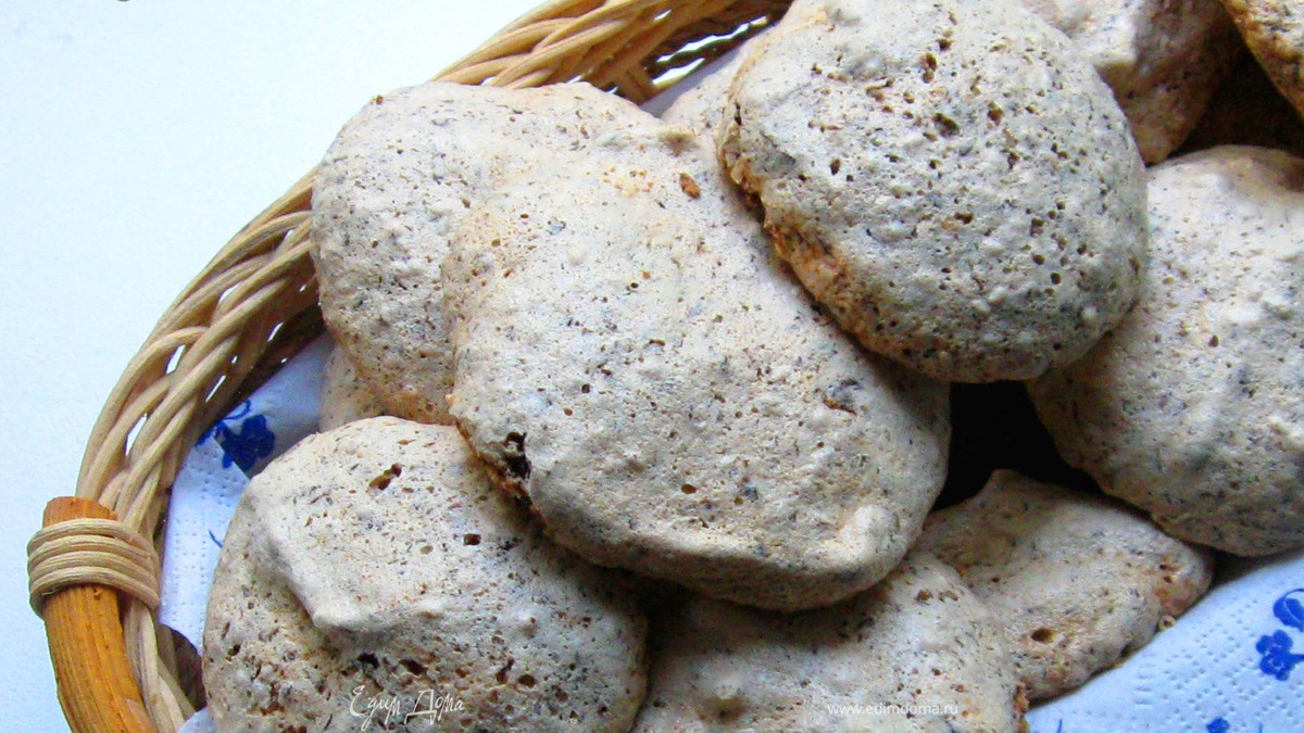 Воздушное кунжутное печенье с шоколадом