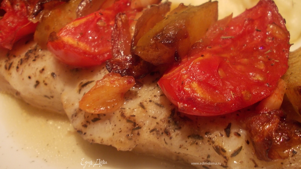 Пангасиус с овощами в лимонно-горчичном маринаде