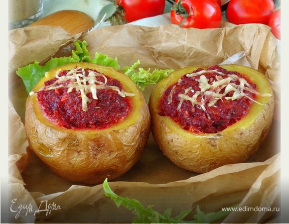 Картофель, фаршированный с сырно-грибным соусом (с сыром Джюгас) Картофель, фаршированный с сырно-грибным соусом (с сыром Джюгас)