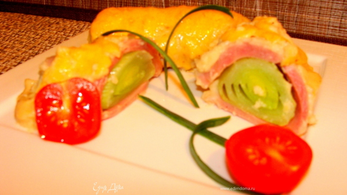 Запеченные рулетики из ветчины