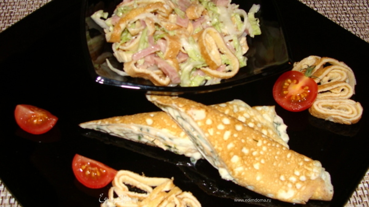 Салат "Скоренький" из яичных блинчиков