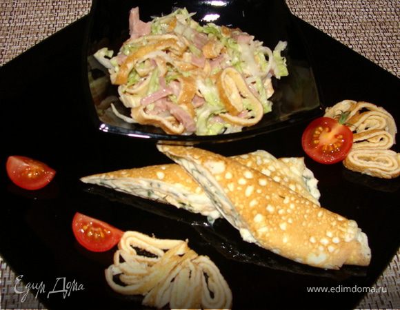 Салат "Скоренький" из яичных блинчиков