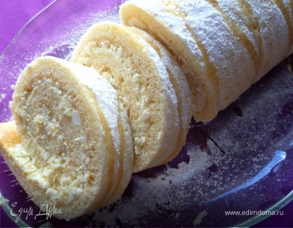 Рулет с творожно-цитрусовой начинкой