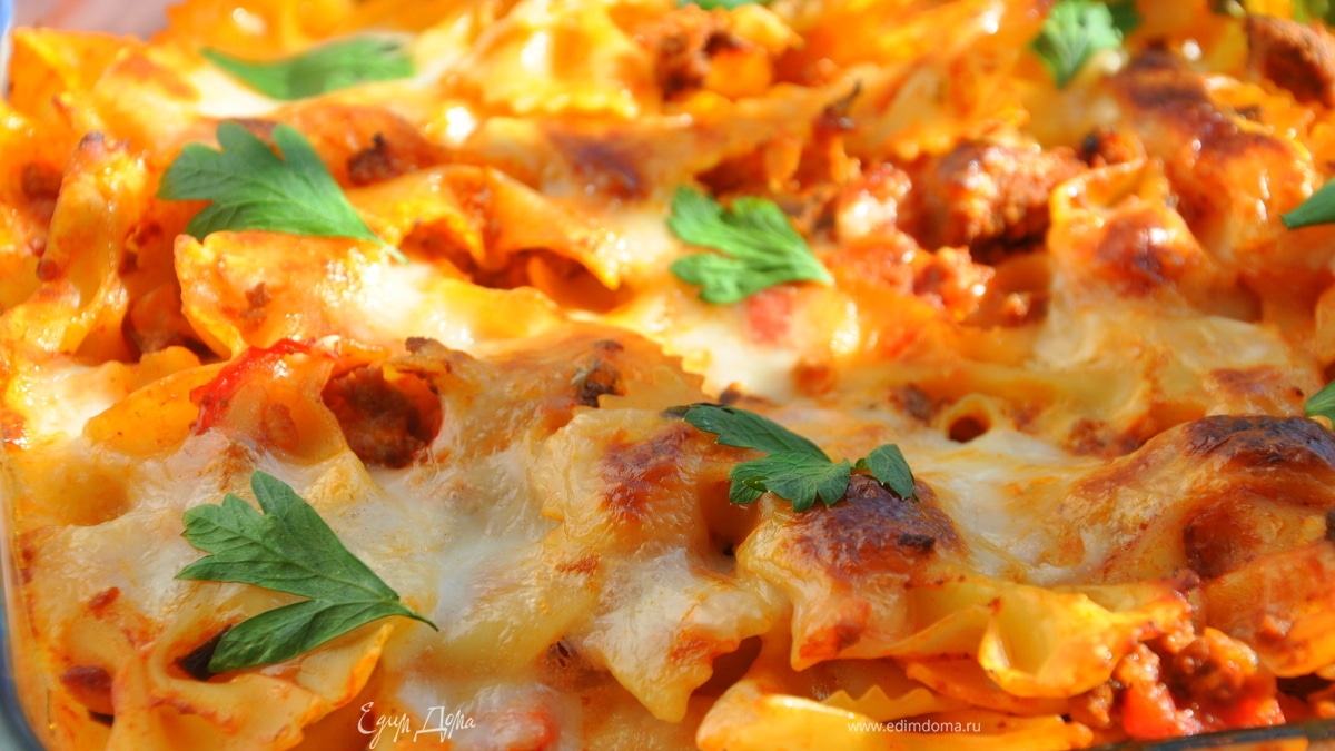 Запеченная паста "Чизбургер"