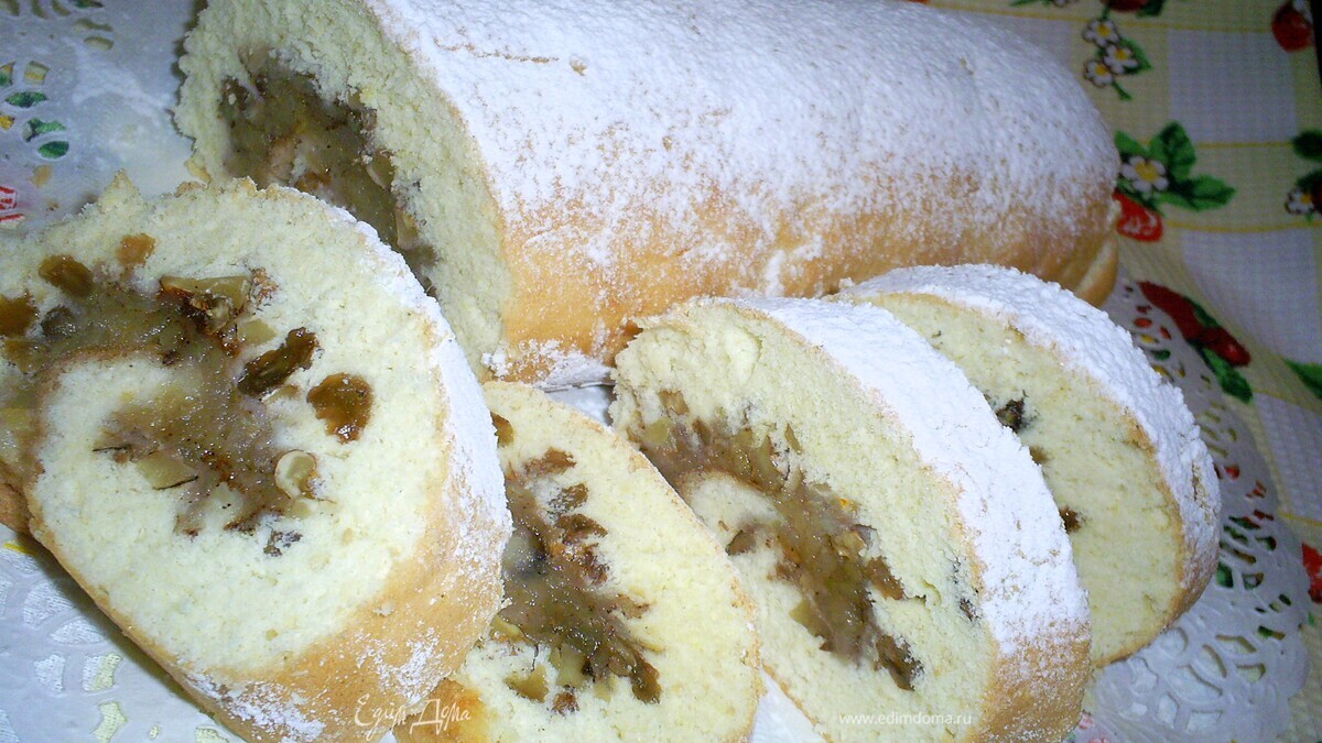 Быстрый рулет с яблоками (выпекается вместе с начинкой) 