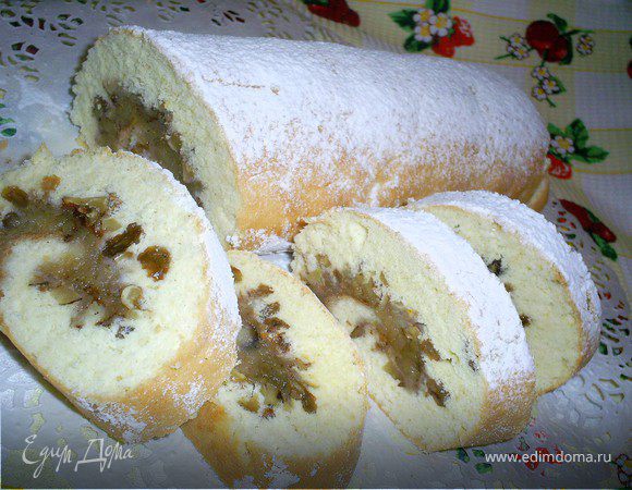 Быстрый рулет с яблоками (выпекается вместе с начинкой) Быстрый рулет с яблоками (выпекается вместе с начинкой)