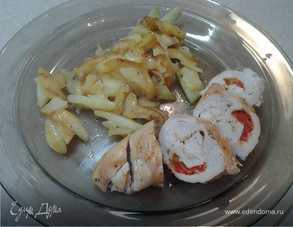 Куриные рулетики с начинкой из перца и сыра Куриные рулетики с начинкой из перца и сыра