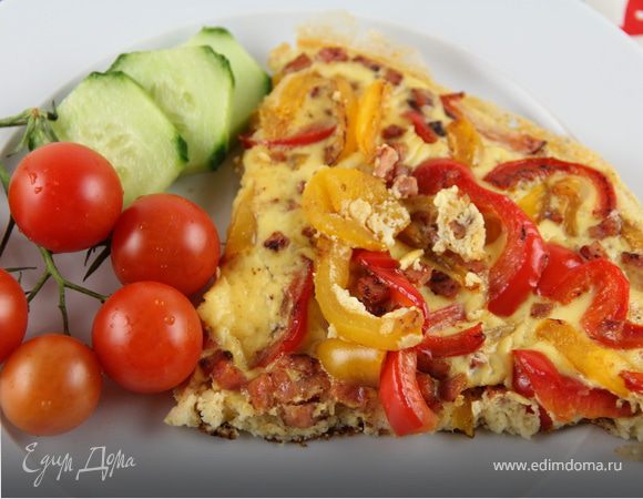 Омлет с ветчиной и сладким перцем Омлет с ветчиной и сладким перцем